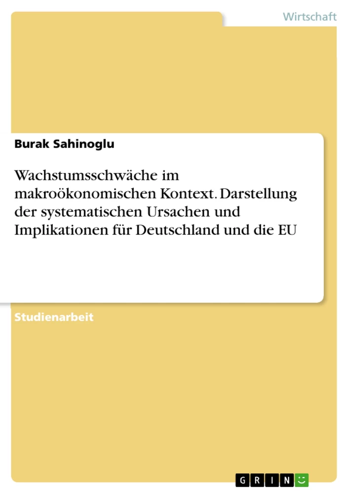 Titel: Wachstumsschwäche im makroökonomischen Kontext. Darstellung der systematischen Ursachen und Implikationen für Deutschland und die EU
