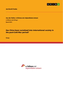 Title: Has China been socialized into international society in the post-Cold War period?