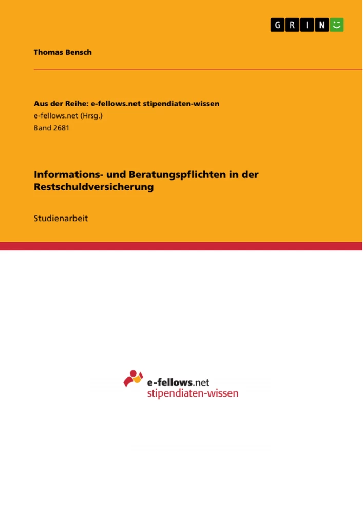 Title: Informations- und Beratungspflichten in der Restschuldversicherung