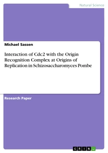 Titre: Interaction of Cdc2 with the Origin Recognition Complex at Origins of Replication in Schizosaccharomyces Pombe