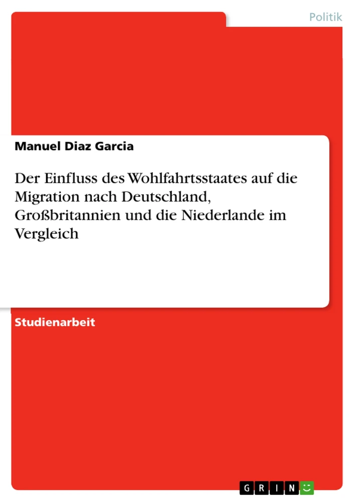 Titel: Der Einfluss des Wohlfahrtsstaates auf die Migration nach Deutschland, Großbritannien und die Niederlande im Vergleich