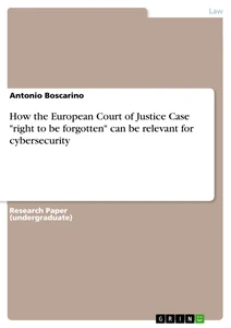 Titre: How the European Court of Justice Case "right to be forgotten" can be relevant for cybersecurity