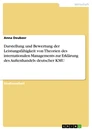 Titre: Darstellung und Bewertung der Leistungsfähigkeit von Theorien des internationalen Managements zur Erklärung des Außenhandels deutscher KMU