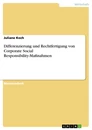 Titre: Differenzierung und Rechtfertigung von Corporate Social Responsibility-Maßnahmen