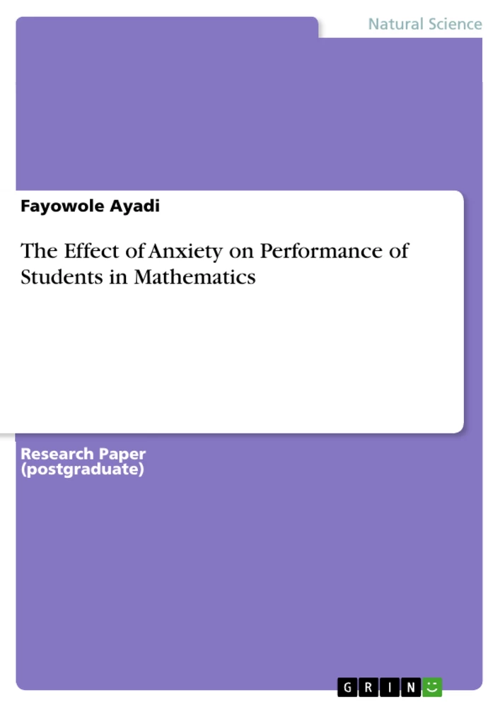 Anxiety　Students　GRIN　Performance　of　of　Effect　The　Mathematics　on　in