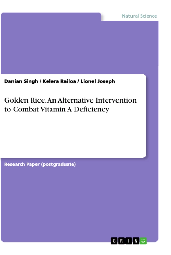 Título: Golden Rice. An Alternative Intervention to Combat Vitamin A Deficiency