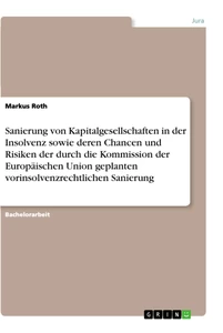 Titel: Sanierung von Kapitalgesellschaften in der Insolvenz sowie deren Chancen und Risiken der durch die Kommission der Europäischen Union geplanten vorinsolvenzrechtlichen Sanierung