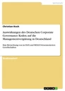 Titre: Auswirkungen des Deutschen Corporate Governance Kodex auf die Managementvergütung in Deutschland
