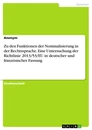 Título: Zu den Funktionen der Nominalisierung in der Rechtssprache. Eine Untersuchung der Richtlinie 2013/53/EU in deutscher und französischer Fassung