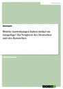 Title: Welche Auswirkungen haben Artikel im Satzgefüge? Ein Vergleich des Deutschen und des Russischen