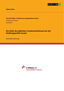 Title: Die Rolle des jüdischen Fundamentalismus bei der Siedlungspolitik Israels