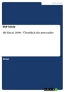 Titre: MS Excel 2000 - Überblick für Anwender