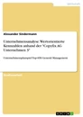 Título: Unternehmensanalyse. Wertorientierte Kennzahlen anhand der "Copyfix AG Unternehmen 3"