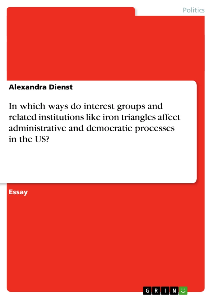 Title: In which ways do interest groups and related institutions like iron triangles affect administrative and democratic processes in the US?