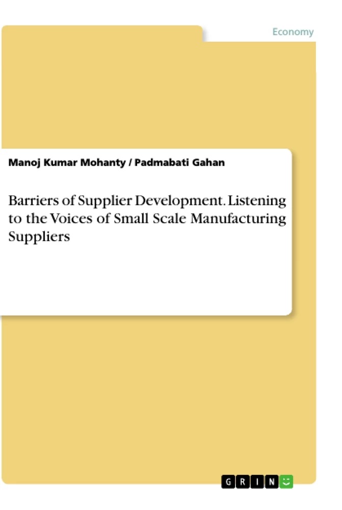 Titre: Barriers of Supplier Development. Listening to the Voices of Small Scale Manufacturing Suppliers