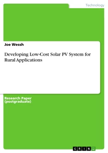 Title: Developing Low-Cost Solar PV System for Rural Applications