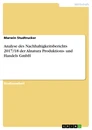 Titre: Analyse des Nachhaltigkeitsberichts 2017/18 der Alnatura Produktions- und Handels GmbH