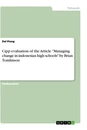 Titre: Cipp evaluation of the Article "Managing change in indonesian high schools" by Brian Tomlinson