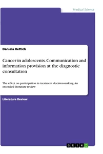 Titre: Cancer in adolescents. Communication and information provision at the diagnostic consultation