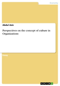 Title: Perspectives on the concept of culture in Organizations