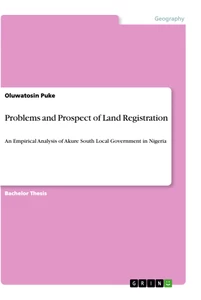 Title: Problems and Prospect of Land Registration