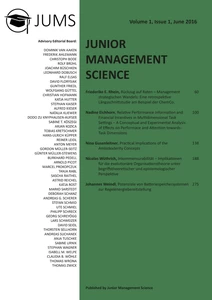 Title: Junior Management Science, Volume 1, Issue 1, June 2016