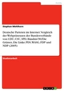 Titel: Deutsche Parteien im Internet. Vergleich der Webpräsenzen der Bundesverbände von CDU, CSU, SPD, Bündnis'90/Die Grünen, Die Linke.PDS, WASG, FDP und NDP (2005)