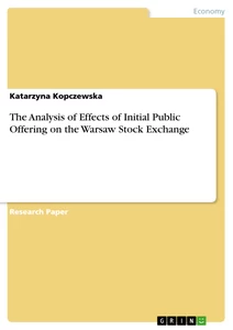 Titel: The Analysis of Effects of Initial Public Offering on the Warsaw Stock Exchange