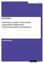 Title: Diskussion zentraler Unterschiede ausgewählter didaktischer Unterrichtsmodelle und Methoden
