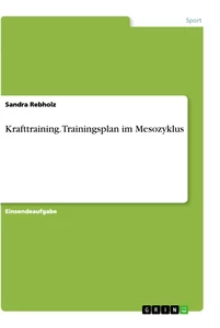 Titel: Krafttraining. Trainingsplan im Mesozyklus