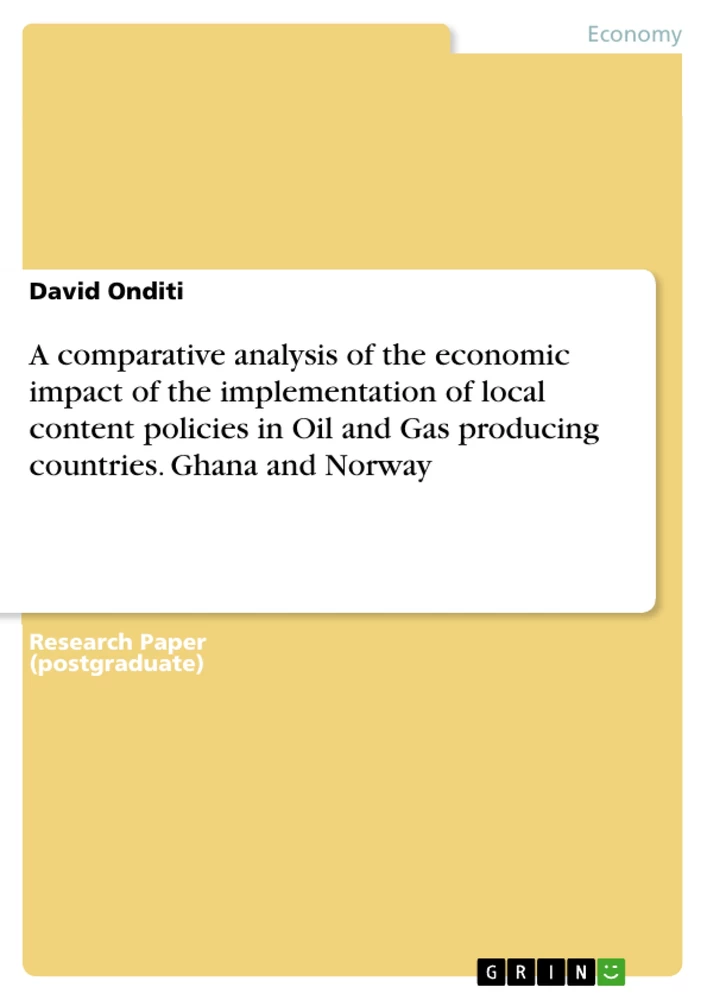 Titel: A comparative analysis of the economic impact of the implementation of local content policies in Oil and Gas producing countries. Ghana and Norway