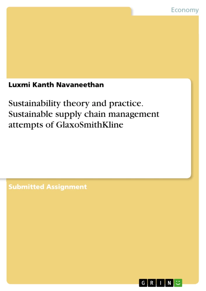 Titel: Sustainability theory and practice. Sustainable supply chain management attempts of GlaxoSmithKline