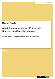 Titre: Audit Strategy Memo der Prüfung des Konzern- und Einzelabschlusses