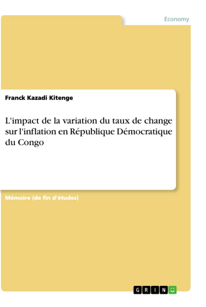 Titel: L'impact de la variation du taux de change sur l'inflation en République Démocratique du Congo