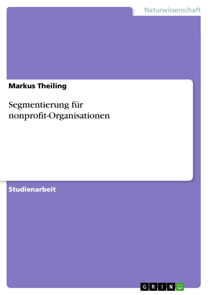 Titel: Segmentierung für nonprofit-Organisationen