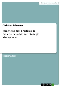 Titre: Evidenced best practices in Entrepreneurship and Strategic Management
