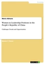 Titre: Women in Leadership Positions in the People's Republic of China