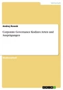 Título: Corporate Governance Kodizes: Arten und Ausprägungen