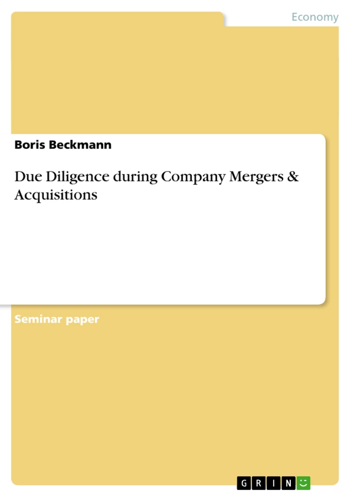 Titel: Due Diligence during Company Mergers & Acquisitions