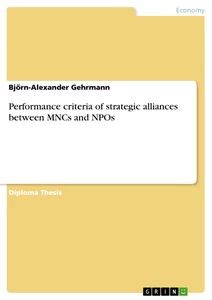 Titre: Performance criteria of strategic alliances between MNCs and NPOs
