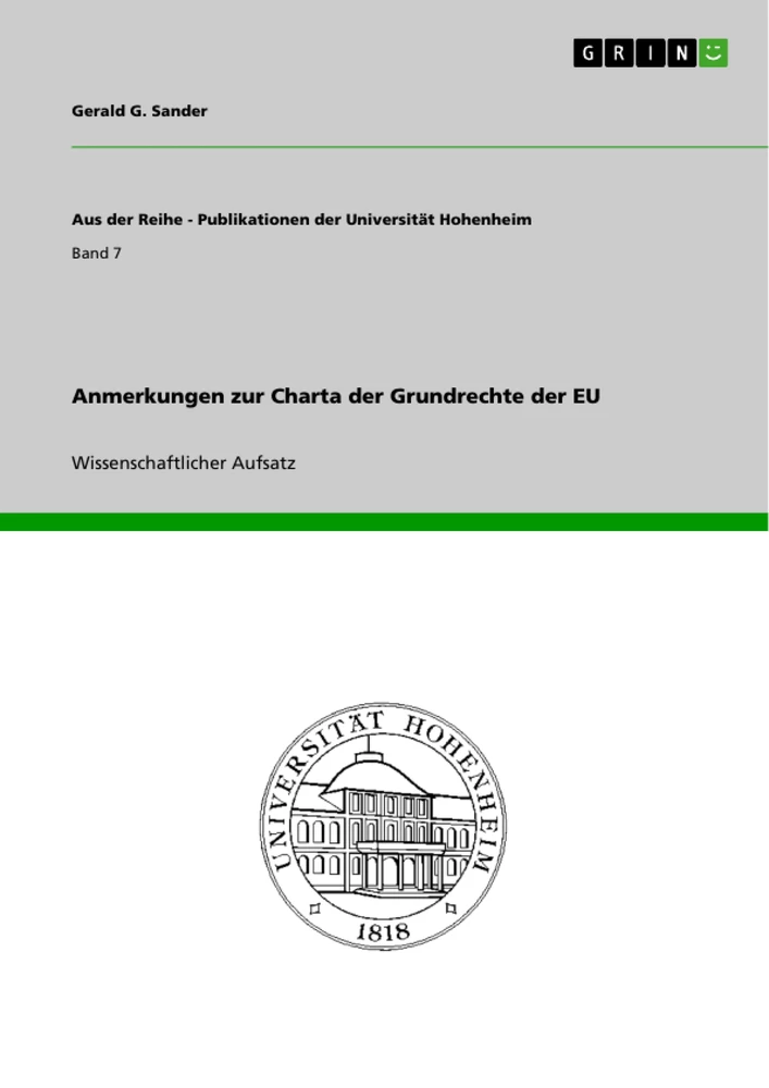 Titel: Anmerkungen zur Charta der Grundrechte der EU
