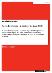 Titel: Socio-Economic Impacts of Beijing 2008