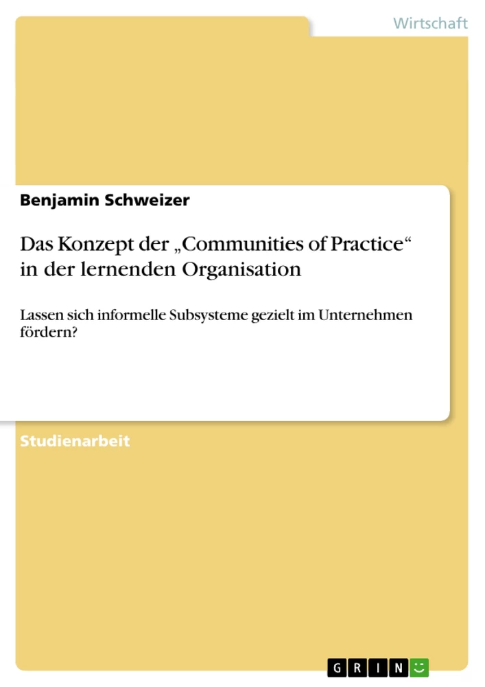 Título: Das Konzept der „Communities of Practice“ in der lernenden Organisation