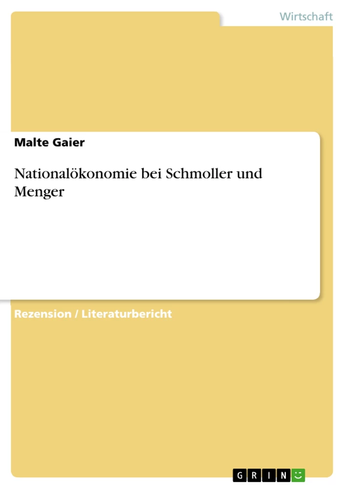Title: Nationalökonomie bei Schmoller und Menger