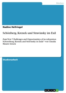 Título: Schönberg, Krenek und Stravinsky im Exil