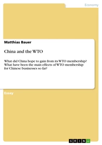 Titre: China and the WTO