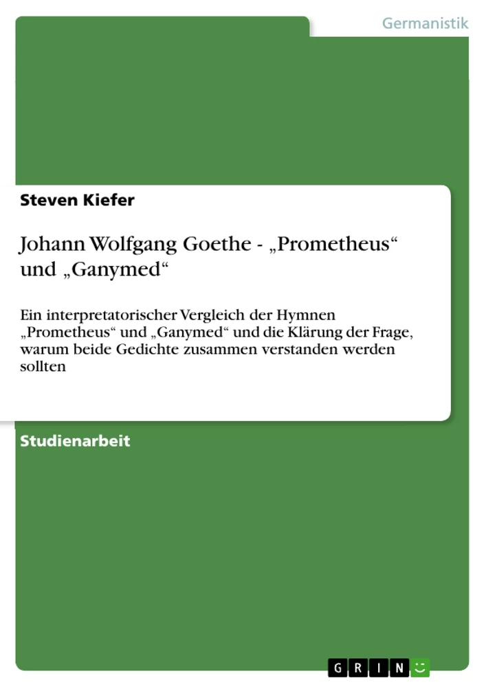 Titre: Johann Wolfgang Goethe - „Prometheus“ und „Ganymed“