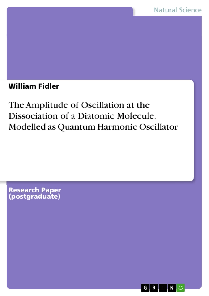 Title: The Amplitude of Oscillation at the Dissociation of a Diatomic Molecule. Modelled as Quantum Harmonic Oscillator