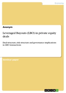 Titre: Leveraged Buyouts (LBO) in private equity deals