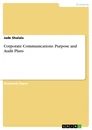 Titre: Corporate Communications. Purpose and Audit Plans
